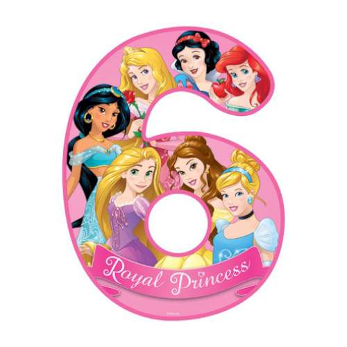 Disney Princess Number 6 Edible Icing Image - Click Image to Close